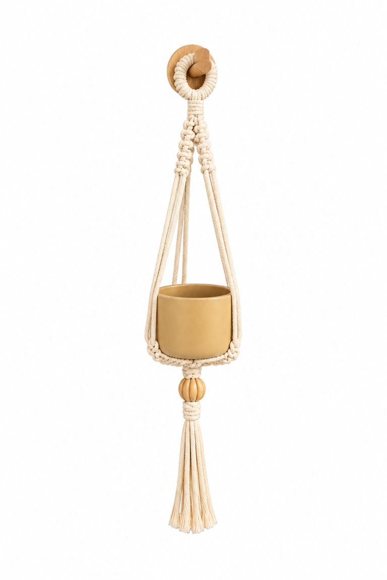 Macetero macrame con maceta boho chic